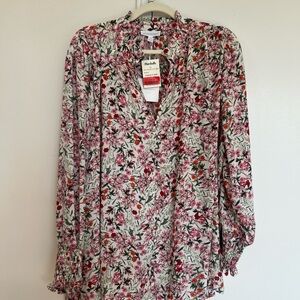 Cynthia Rowley Pink and Red Floral Blouse